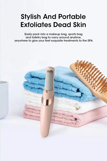 Electric Foot File – Rechargeable USB Pedicure Grinder with 2 Roller Heads, Callus Remover for Dead Skin & Hard Feet – Portable & Waterproof