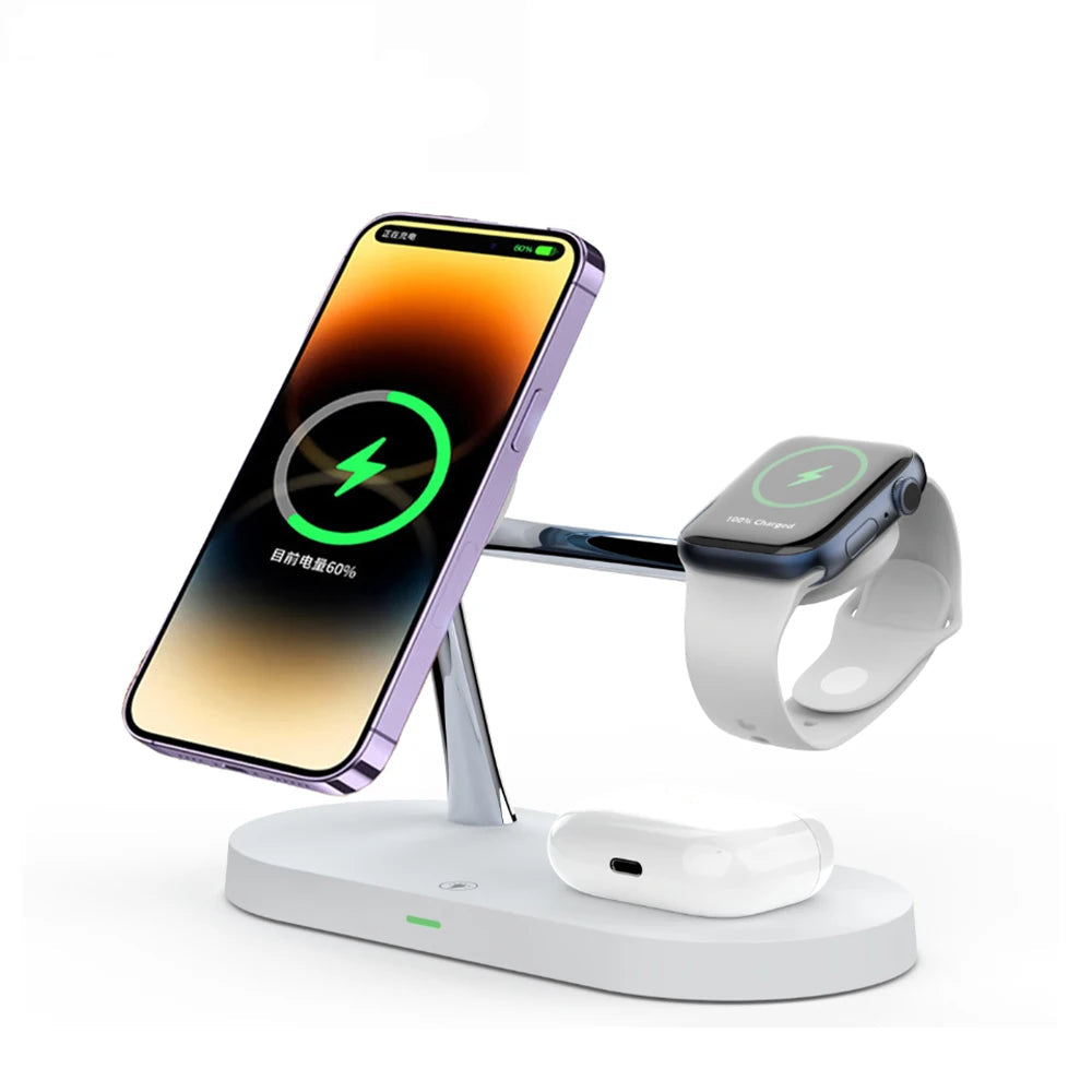 3-in-1 Magnetic Wireless Charger – Fast Charging Stand for iPhone 16/15/14/13/12, Apple Watch 10-4 & AirPods Pro/2/3