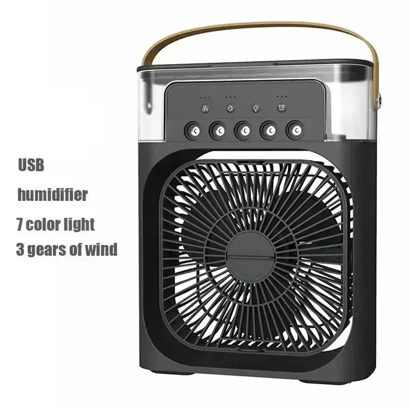 3-in-1 Portable Air Cooler – Mini AC, Humidifier & LED Night Light, 3 Speeds with 7-Color Mood Lighting – for Home, Office, Travel