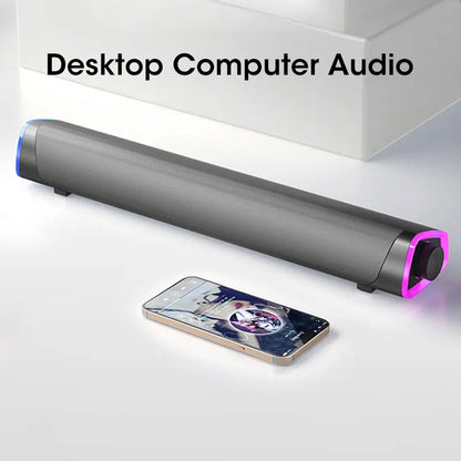 Niye 4D Computer Speaker Bar – Bluetooth 5.0 & Wired USB/AUX Stereo Sound, 3W Subwoofer with 3D Surround – for PC, MacBook, Laptop, TV