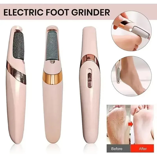 Electric Foot File – Rechargeable USB Pedicure Grinder with 2 Roller Heads, Callus Remover for Dead Skin & Hard Feet – Portable & Waterproof