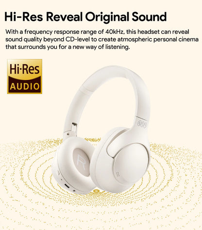 QCY H3 Hybrid ANC Wireless Headphones – 43dB Noise Cancelling Over-Ear Headset with 60H Playtime, Hi-Res Audio & Bluetooth 5.